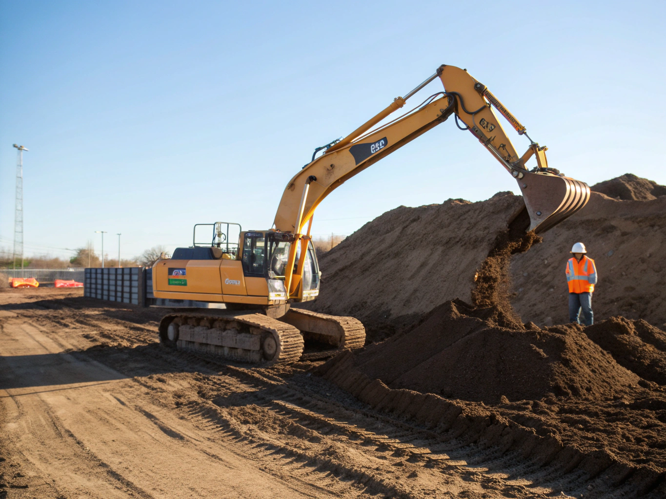 Excavation contractor operating machinery for residential site grading in British Columbia